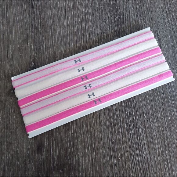 Under Armour UA 6-Pack Athletic Non-Slip Headbands - Pink, Cream - NEW - Picture 3 of 3